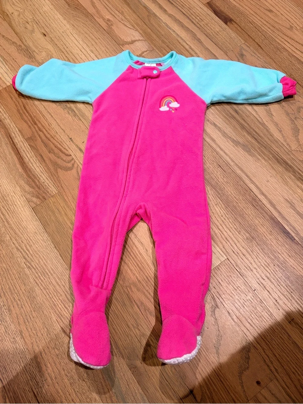 Gerber baby girl fleece footie pajamas with rainbow